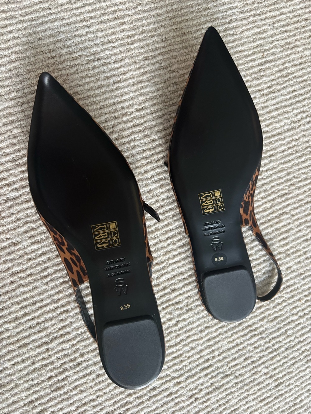 Stuart Weitzman Leopard-Print Pointed-Toe Slingback Flats - Picture 3 of 4